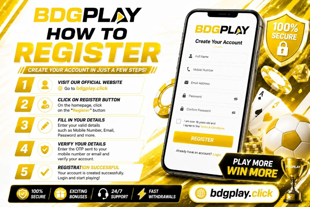 BDG Play Register – Account Sign Up Screen